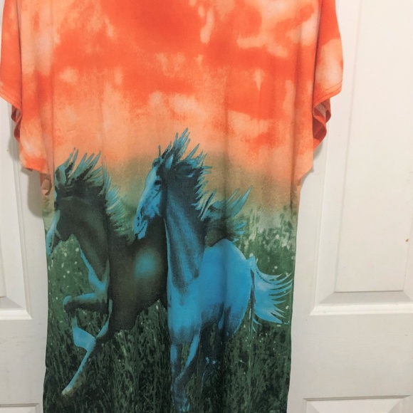 Ameri Mode Orange Blouse Horses Large/XLarge. - Picture 3 of 5